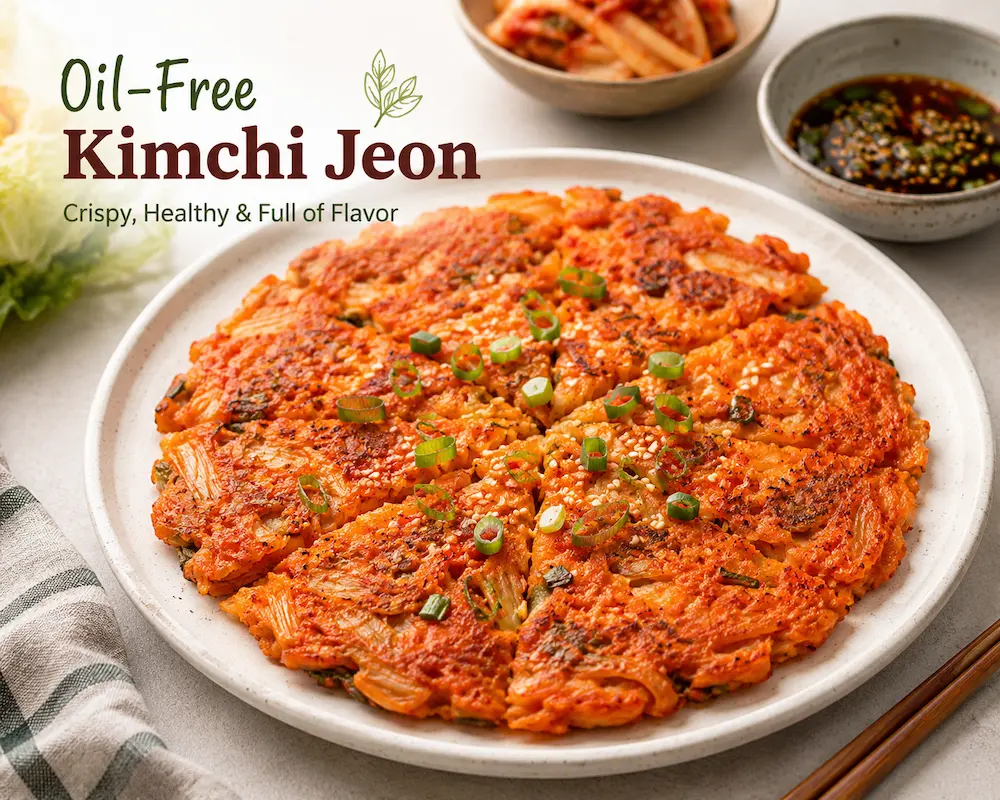 Crispy Oil-Free Kimchi Jeon: Easy Korean Pancake Recipe