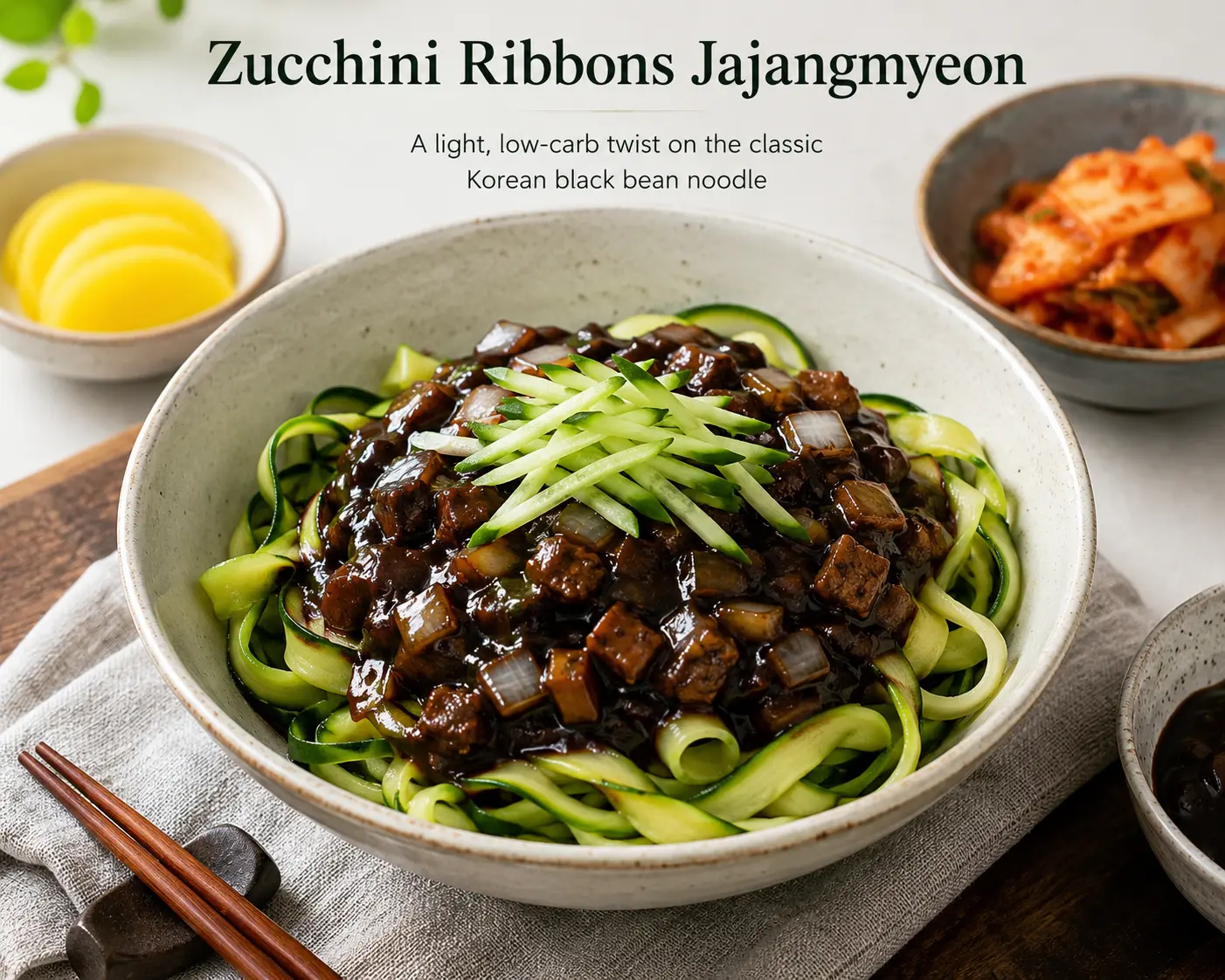 Lower-Carb Jajangmyeon with Zucchini Ribbons